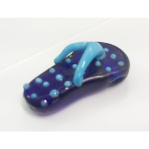 BUNDLE ONLY Glass 1.75 x 7/8” Flip Flop Shoe Pendant for Necklace Blue Vintage - Picture 2 of 2